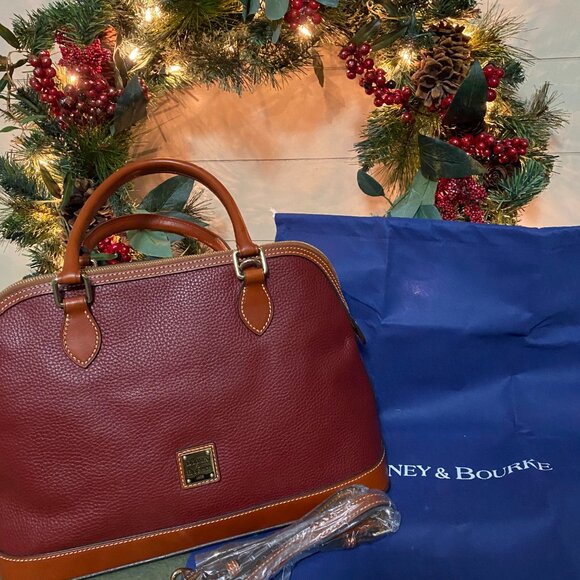 Dooney & Bourke Pebble Grain Cranberry Deana Satchel - Picture 9 of 9